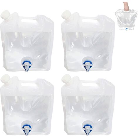4 Pièces 10L Bidons Eau Pliables avec Robinet,Réservoir Pliant d'eau Potable Réutilisables,pour Le Sport,Camping,Randonnée,Pique-niques,Barbecues,Activités en Plein Air