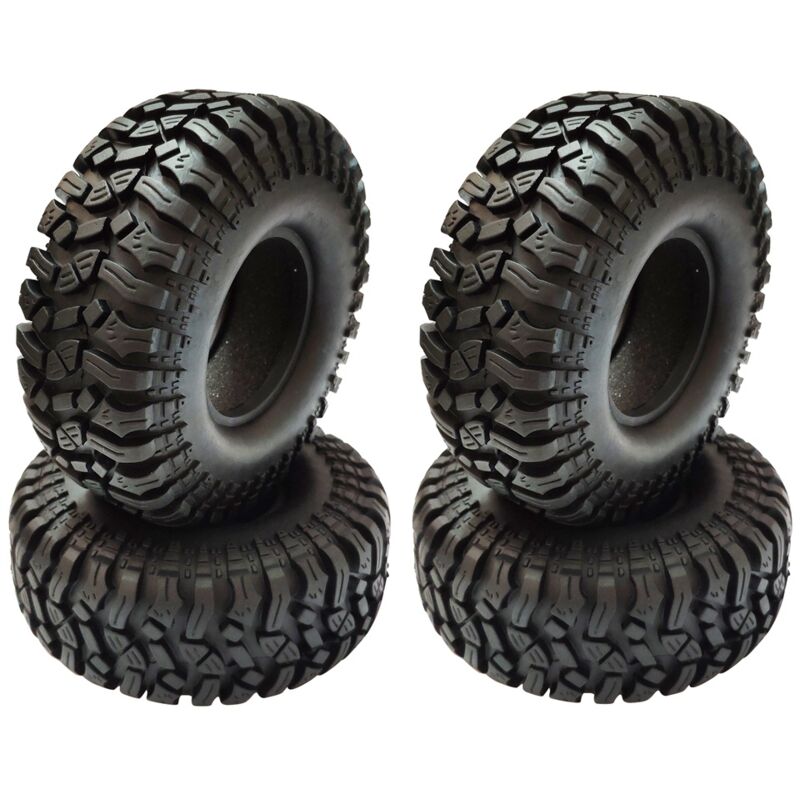 4 PièCes 112Mm Caoutchouc 1.9 Pouces Pneu de Roue pour 1:10 TéLéCommandéE Chenille Voiture Axiale SCX10 90046 AXI03007 TRX4 D90 D110