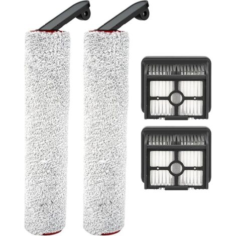 (4 Pièces) 12 Pro Brosses Rotatives Et Filtres Hepa De Rechange Pour Aspirateurs Eau Et Poussière Sans Fil Dreame H12 Pro/H12 Dual, 2 Brosses Rotatives, 2 Filtres Hepa, Pièces De Rechange