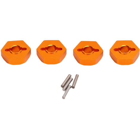 4 Pièces 12mm Moyeux de Roue Hexagonaux en Alliage d'Aluminium avec Goupilles d'Axe pour TRAXXAS 1/16, Pièces RC Or