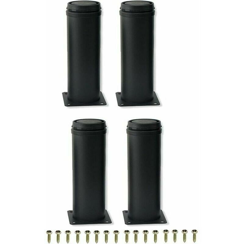 4 pièces 15 cm Noir en Acier Inoxydable réglable en métal Pieds de Meubles pour Armoire Pieds de Table canapé Pieds Meubles Pied de