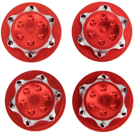 4 Pièces 17mm Écrou de Moyeu Alliage d'Aluminium Anti-Poussière pour Voiture RC 1/8 (Rouge)