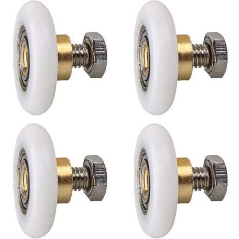 4 pièces (20MM) Rouleau de porte de douche, Rouleau Roulette Roue pour Porte de Douche Roulettes Coulissantes Porte Roue de Remplacement pour Rouleau