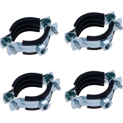 4 pièces 25-30mm Collier de serrage avec revêtement en caoutchouc noir, supportage en deux parties avec fixation murale M8, Plomberie