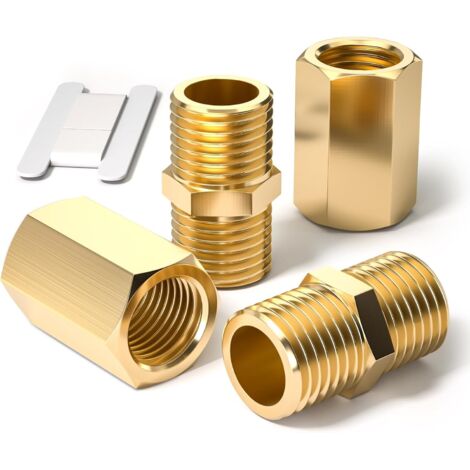 4 pièces 3/4 "à 3/4" femelle et mâle BSP filetage laiton hexagonal mamelon connecteur de couplage pour la Conversion raccordement tuyau - 3/8 X