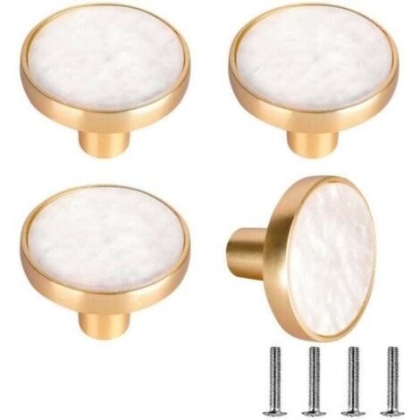 4 pièces 32mm poignée de porte de tiroir poignée de meuble poignée de tiroir à trou rond unique poignée de porte, poignée de meuble de cuisine d'armoire blanc
