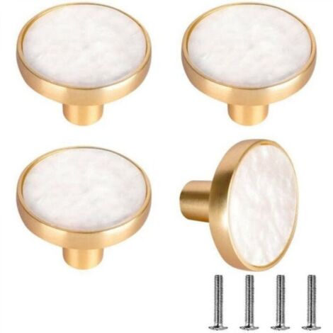 4 pièces 32mm poignée de porte de tiroir poignée de meuble poignée de tiroir à trou rond unique poignée de porte, poignée de meuble de cuisine d'armoire blanc