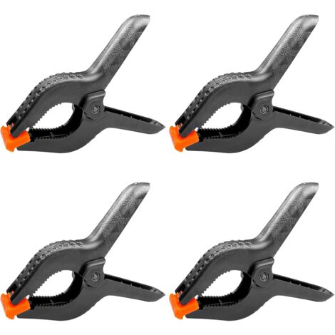 4 pièces 6" 158 MM pince a ressort plastique, pince de serrage force de serrage élevée ouverture maximale 65MM, pince serre joint avec mobiles mâchoires pour bois atelier photographie, noir