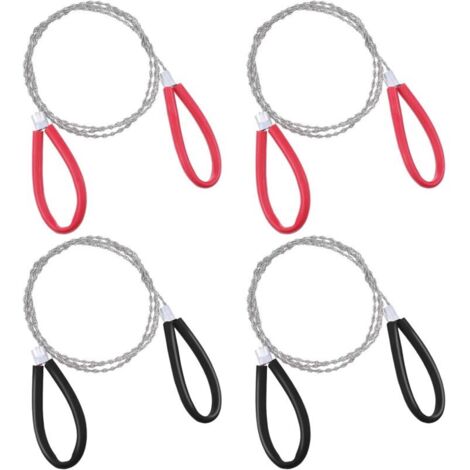 4 Pièces 70 cm scie fil,scie a main pour bois et plastique,en acier inoxydable avec passants survie d'urgence camping outil de coupe de câble couper les arbres l'extérieur petite maniable