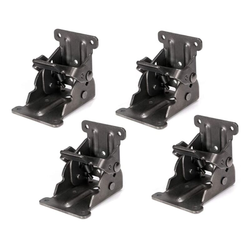 4 pièces 90 charnières pliantes autobloquantes, support pliant, support d'étagère pliant en plaque d'acier pour Table de travail verrouillable Table
