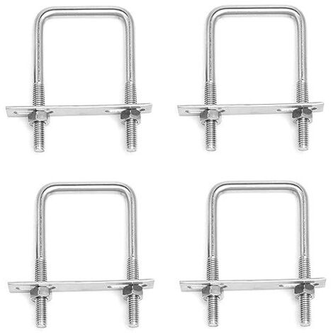 4 Pièces Acier Inoxydable Boulons En U M8 x 70 mm x 100 mm Boulon Carré en U Avec Écrous et Plaque De Cadre Boulons de Serrage Fixation pour Fixation Tuyaus