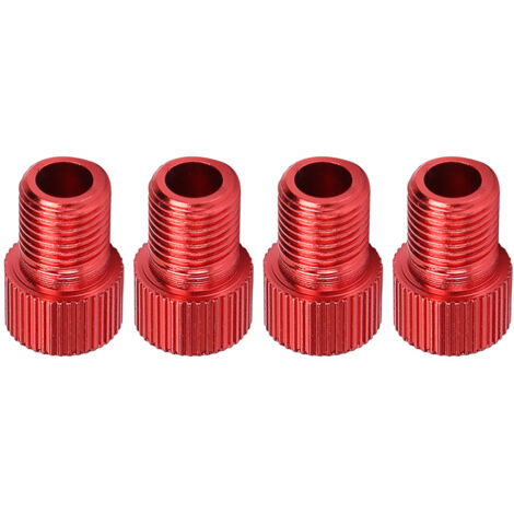4 pièces adaptateur de pompe à air pour vélo de route, moto, conversion Presta Schrader (Rouge)