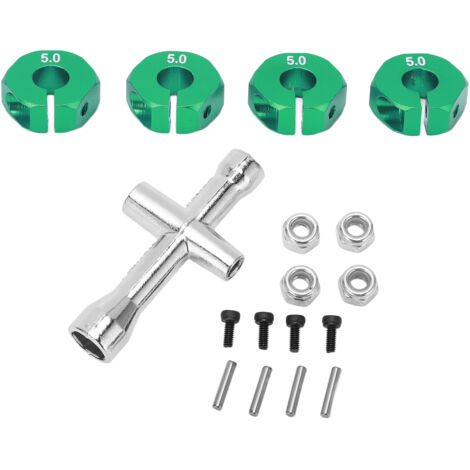 4 Pièces Adaptateur de Roue 12mm avec Broches et Vis pour Voiture RC 1/10, Pièces de Rechange en Vert