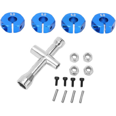 4 Pièces Adaptateur de Roue Hexagonal 12mm avec Goupilles et Vis pour Voiture RC 1/10, Pièces de Rechange Bleues