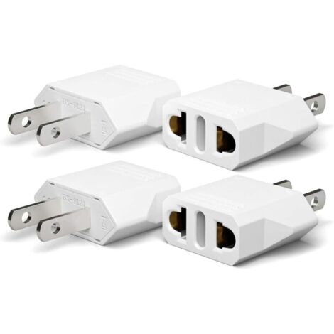 4 Pièces Adaptateur Prise USA de Voyage, France vers US Adapter, Adaptateur USA Prise Allemagne Prise Europe Amérique/Canada/Mexique/Italie/Suisse/Brésil-Blanc