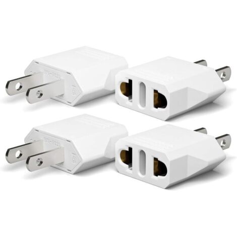 4 Pièces Adaptateur Prise USA de Voyage, France vers US Adapter, Adaptateur USA Prise Allemagne Prise Europe Amérique/Canada/Mexique/Italie/Suisse/Brésil-Blanc