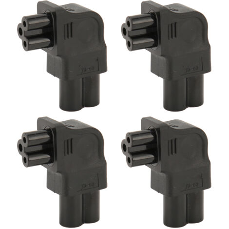 4 Pièces Adaptateur Secteur IEC320 C6 vers IEC320 C5 Angle Droit 90 Degrés Gauche, Mâle C6 vers Femelle C5 250V