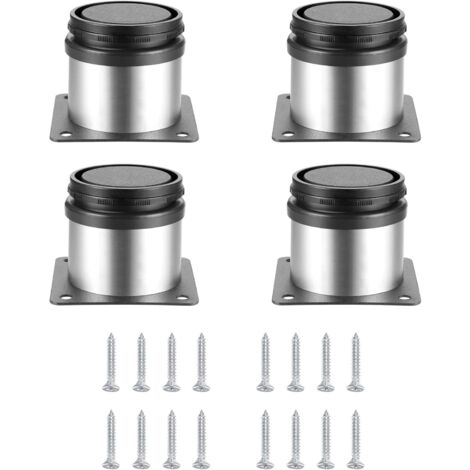 4 Pieces Adjustable Furniture Legs, Metal Height Adjustable Table Leg, Kitchen Furniture Legs, Furniture Legs Cabinets Shelves Table Stainless Steel, with Screws - 50X50 mm