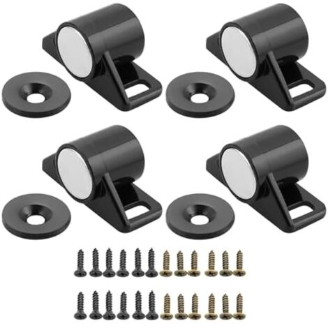4 Pièces aimant porte placard, 3.6 CM aimant de porte Magnétique Fermeture de Porte Peatique, Loquet de Porte Magnétique Aimant Meuble Fermeture pour Tiroir, Meuble, Armoire, Cabinet, Noir