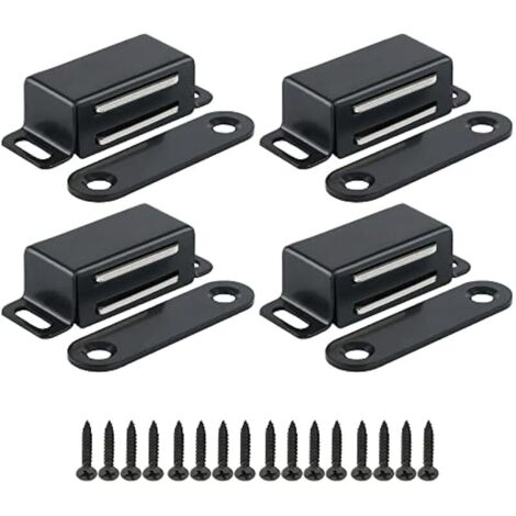 4 Pièces Aimant Porte Placard 4.5 CM pour Porte de Placard de Cuisine, Loquet de Porte Magnétique Aimant Meuble Fermeture pour Tiroir, Armoire, en Acier Inoxydable, Noir