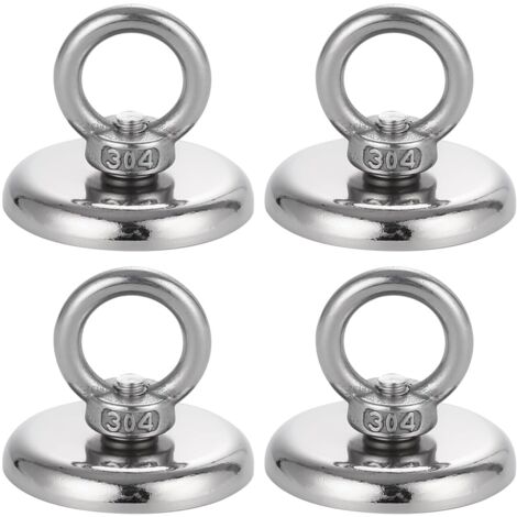4 pièces Aimant Puissant,50KG Aimant en Néodyme Super Diamètre 42 mm Aimant de Peche Neodyme Super Puissant Super Forte Magnétique pour l'industrie et la Science Pêche Magnétique et Garage