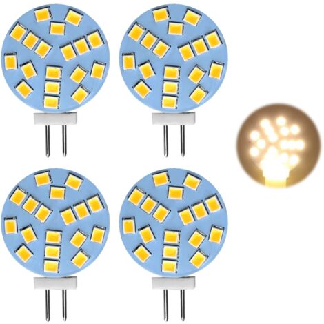 4 Pièces Ampoules à LED G4 2W Remplacement Ampoule Halogène 20W, AC/DC 12V, 220 Lumens Blanc Chaud, Blanc Chaud 2700K, G4 Ampoule Ronde LED pour Lumière d'armoire