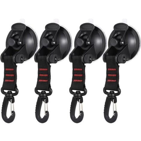 4 Pièces Ancre à Ventouse avec Fixation du Crochet d'Arrimage, Crochet de Fixation de Ventouse Auvent pour Tentes Latéral de Voiture Accessoire de Bâche de Camping