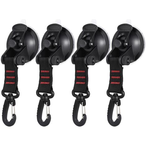 4 Pièces Ancre à Ventouse avec Fixation du Crochet d'Arrimage, Ventouse Crochet Voiture, Tentes Latéral Voiture Accessoire Bâche de Camping, pour Voiture Bateau Camping Tente Bagage(Rouge)