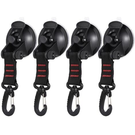 4 Pièces Ancre à Ventouse avec Fixation du Crochet d'Arrimage, Ventouse Crochet Voiture, Tentes Latéral Voiture Accessoire Bâche de Camping(Rouge)