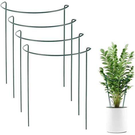 4 Pièces Anneau de Support de Plante, Tuteur à Plantes, Supports en Métal Jardin, Semi Circulaires, Aidez Vos Plantes à Pousser, pour Pivoines, Hortensias, Vrilles et Vivaces, Roses (40 x 25cm)