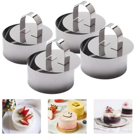 4 Pièces Anneaux à Dessert 8cm x 8cm x 3.8cm,Cercle Patisserie Anneaux à Mousse ,Cercle à Gâteau Rond Cercle a Patisserie Anneaux