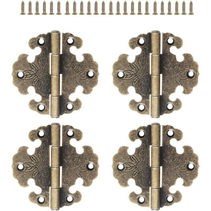 4 Pieces Antique Hinges - Decorative Hinge - Mini Retro Hinge - Door Hinge - Vintage Bronze Hinges, For decorating cabinets, wooden doors, and