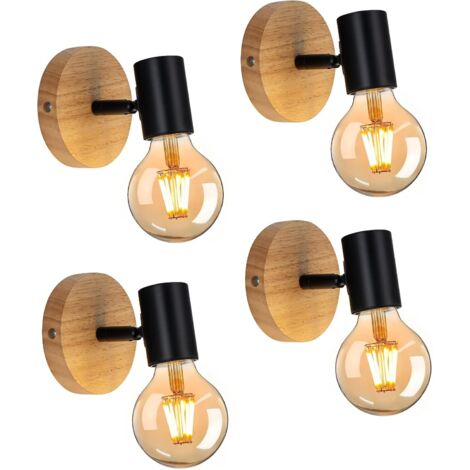 Applique Murale Carrée En Bois Et Verre Dépoli - Luminaire E27 Pour Chambre, Salon, Couloir (sans Ampoule)