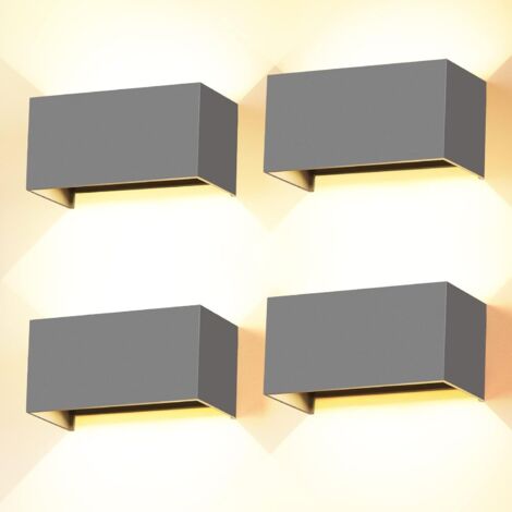4 Pièces Applique Murale LED 24W Gris IP65 Angle Réglable Intérieur Extérieur