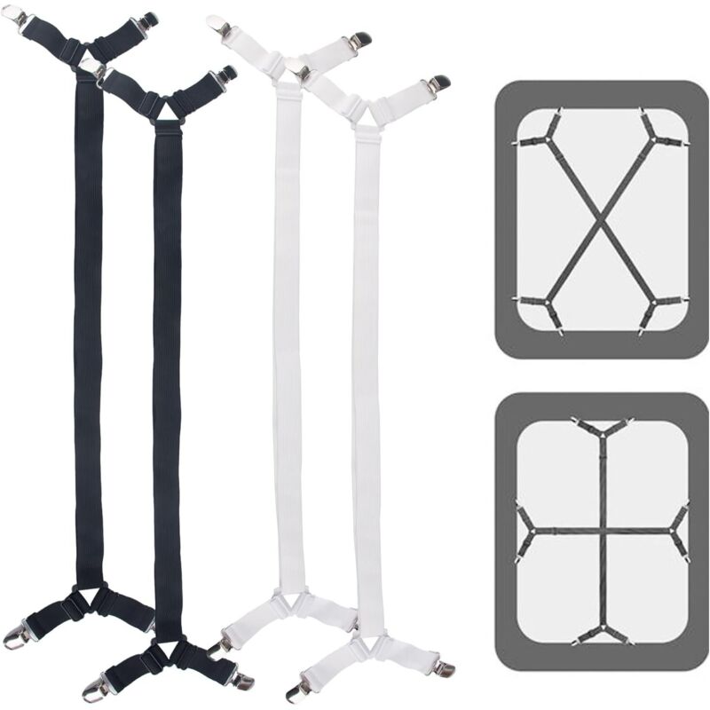 4 Pièces Attache Drap Housse 70-280cm Tendeur Elastique Tendeur Drap Housse RéGlables pour Drap de Lit, Matelas, Planche à Repasser ou Canapé