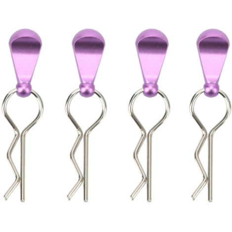 4 Pièces Attaches de Carrosserie Métalliques avec Anneaux pour Voiture Télécommandée 1/8 1/10, Pièces de Rechange Violet