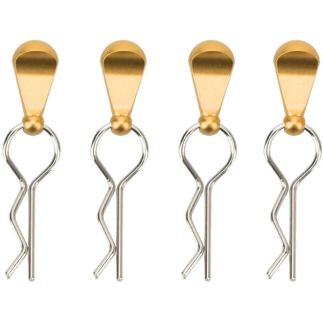 4 pièces attaches de carrosserie métalliques avec languettes pour voitures télécommandées 1/8 1/10, pièces de rechange dorées