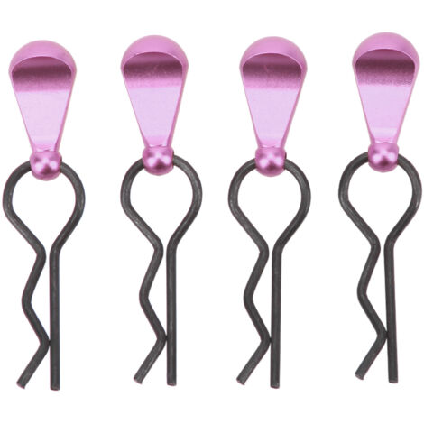 4 pièces attaches de carrosserie RC en acier inoxydable, avec languettes en alliage d'aluminium pour voitures télécommandées 1/8 et 1/10, couleur violet
