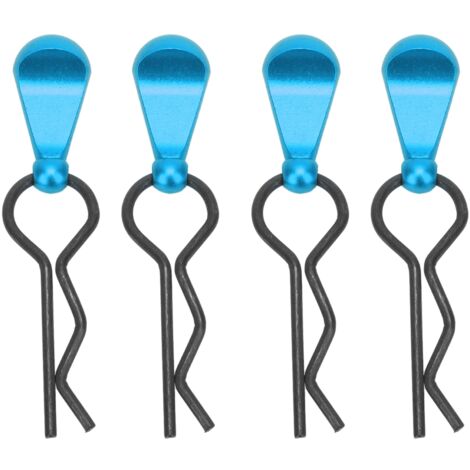 4 Pièces Attaches de Carrosserie RC en Acier Inoxydable, Forme R, Poignée en Alliage d'Aluminium pour Voitures RC 1/8 et 1/10, Bleu