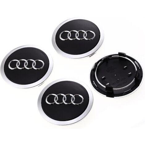 4 pièces Auto Cache Moyeux pour Audi 69MM Cache Moyeu Aluminium+ABS Cache de Roue Centrale ABS Accessoires de Voiture