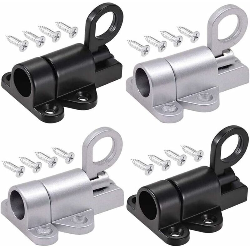 4 Pièces Automatique Verrou de Porte, Boulon Porte Loquet, Loquet de Porte, Ressort Bounce Verrou, avec 16 Vis, pour Fenêtres, Portes en Bois, Portes