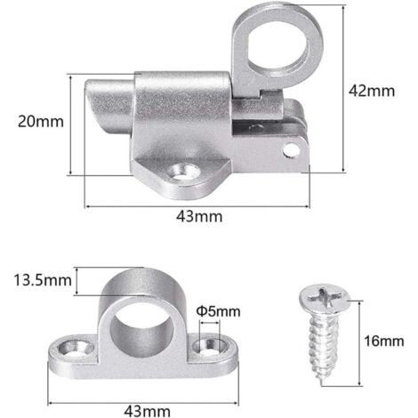 4 Pièces Automatique Verrou de Porte, Boulon Porte Loquet, Loquet de Porte, Ressort Bounce Verrou, avec 16 Vis, pour Fenêtres, Portes en Bois, Portes de Placard (Noir et Argent)