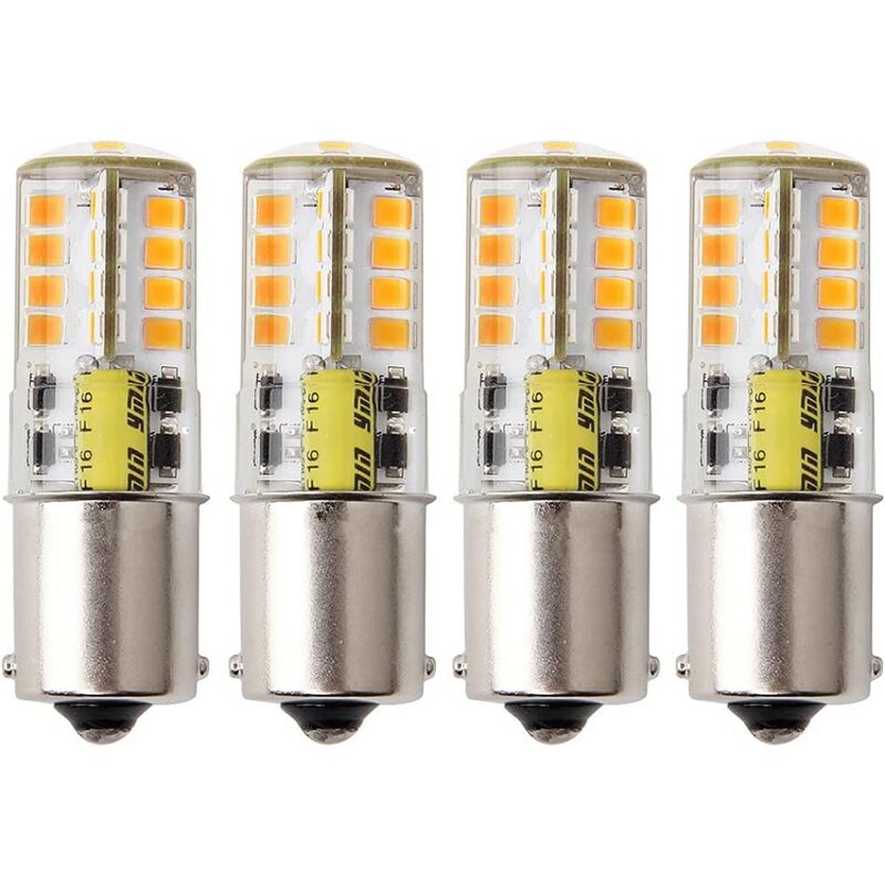 4 pieces Ba15s 1156 p21/5w 12v LED Ampoule, 5 W Blanc chaud 3000 K 500lm, Feu Recul,Frein Lampe RV, Bateau, Paysages, etc.(Lot de 4)