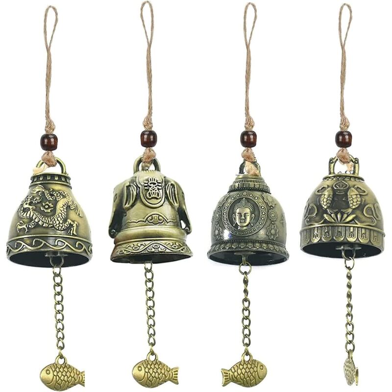 4 Pièces Bénédictions des Carillons Feng Shui, Carillons Éoliens Chinois, Carillons Éoliens Fengshui, Feng Shui Cloches, Feng Shui Cloche