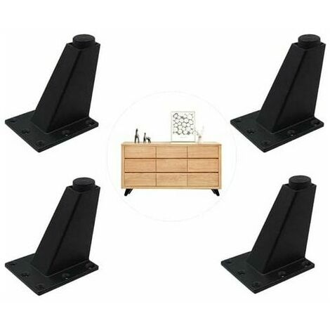 4 Pieces Black Adjustable Furniture Feet, Aluminum Alloy Furniture Legs, Triangular Adjustable Legs Kitchen, for Cabinet, Sofa, Coffee Table, TV Cabinet and Other Furniture
