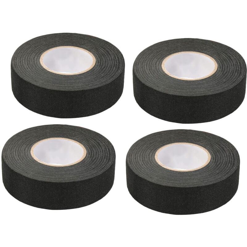 4 Pieces Black Car Tape (1.5 cm x 15 m) - Car Cloth Tape, High Temperature Adhesive Tape, Heavy Duty Black Tape, Cloth Tape, Car Wiring Harness Tape