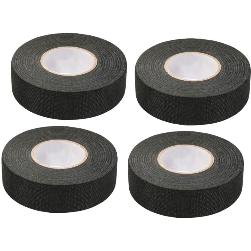 4 Pieces Black Car Tape (1.5 cm x 15 m) - Car Cloth Tape, High Temperature Adhesive Tape, Heavy Duty Black Tape, Fabric Tape, Car Wiring Harness Tape