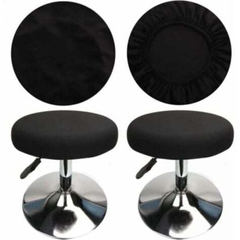 (4 Pieces Black) Round Stool Cover, Bar Stool Cover, Luxury Fabric, Diameter 30-36cm, Stretchable, Wrinkle-Free, Washable and Dustproof