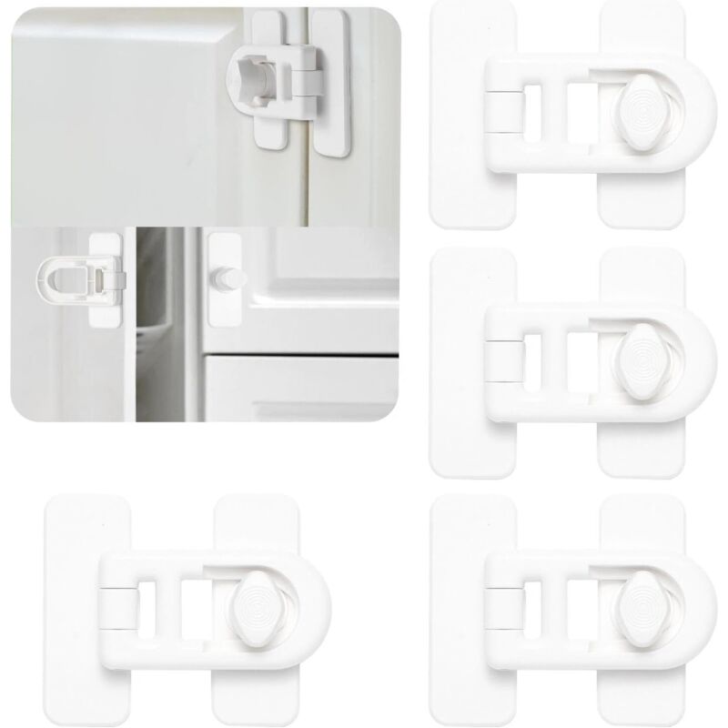 4 Pièces Bloque Porte Bébé, Securite Placard Enfant, Bloc Tiroir, Serrure de Réfrigérateur, Protection Bebe pour Armoires, Tiroirs, Fours,