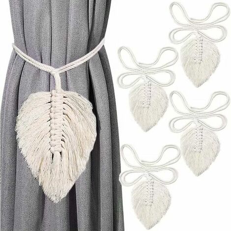 4 Pieces Boho Curtain Tiebacks Cotton Rope Curtain Holders